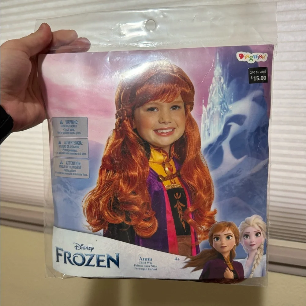Disney Frozen Anna Child Wig Halloween NWT And Sticker Book